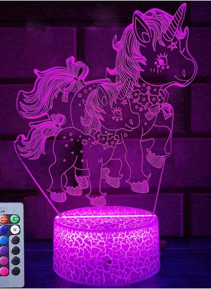 althiqahkey 3D Unicorn Multicolor Night Light for Girls  Unicorn Toys Night lamp 16 Colors Bedside Lamp Touch&Remote Control Birthday Gifts for 2 3 4 5 6 7/16 8 Year Old Girl and Unicorn Fans  - Image 5