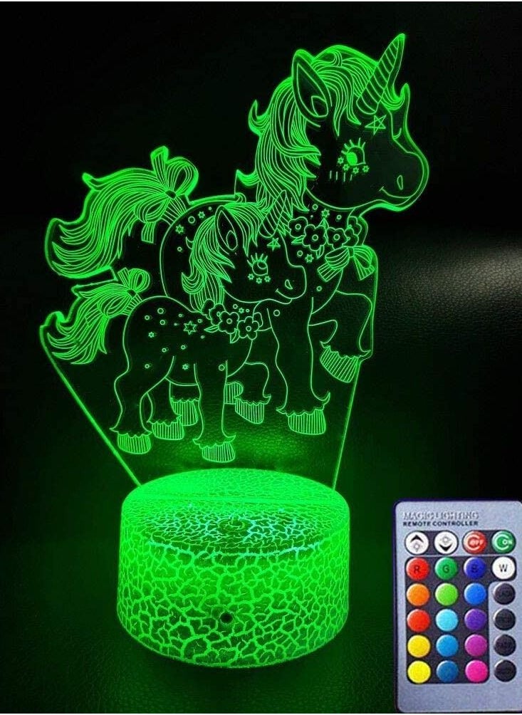 althiqahkey 3D Unicorn Multicolor Night Light for Girls  Unicorn Toys Night lamp 16 Colors Bedside Lamp Touch&Remote Control Birthday Gifts for 2 3 4 5 6 7/16 8 Year Old Girl and Unicorn Fans  - Image 1