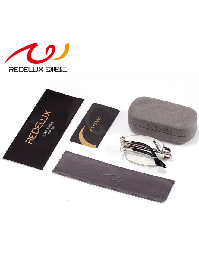 Sunset Red Xiyanghong Reading Gl For Men And Women, Dual-use Automatic Zoom Anti-blue Light Foldable High-definition Reading Gl E9006 300 Degrees - Image 1