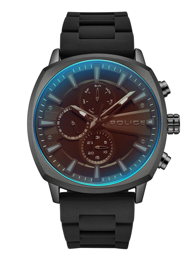 Men Tuneful Black Dial Silicone Strap Multifunction Watch for Men, 48mm