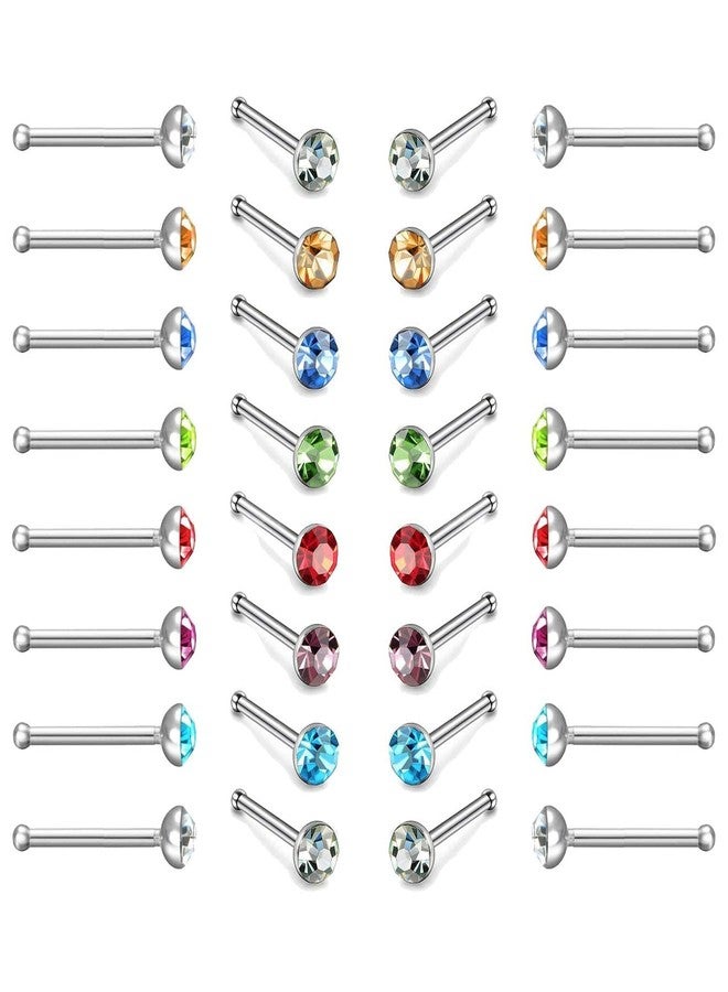 Charisma 40pcs Small Nose Studs Stainless Steel CZ Nose Piercing Jewelry Tiny Bone Studs for Women Men Hypoallergenic (1.5mm,Multi-Color CZ,22G) - Image 1
