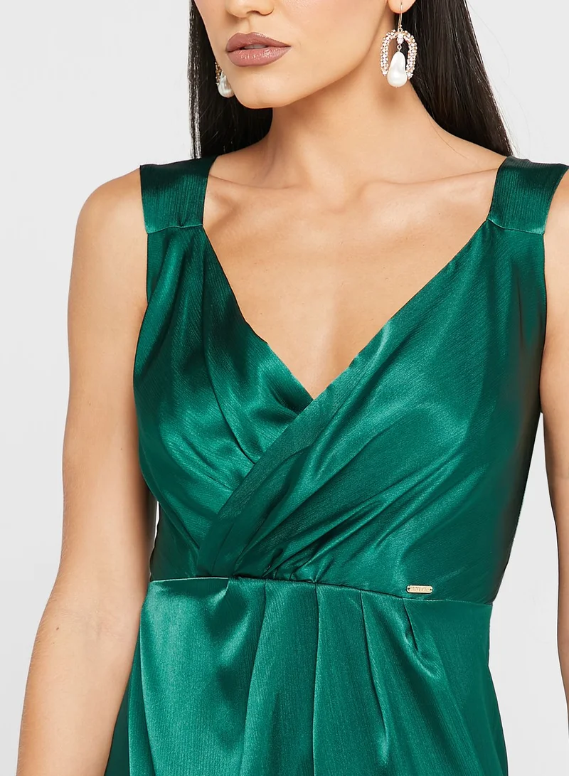 Anita's Plunge Neck Front Split Dress