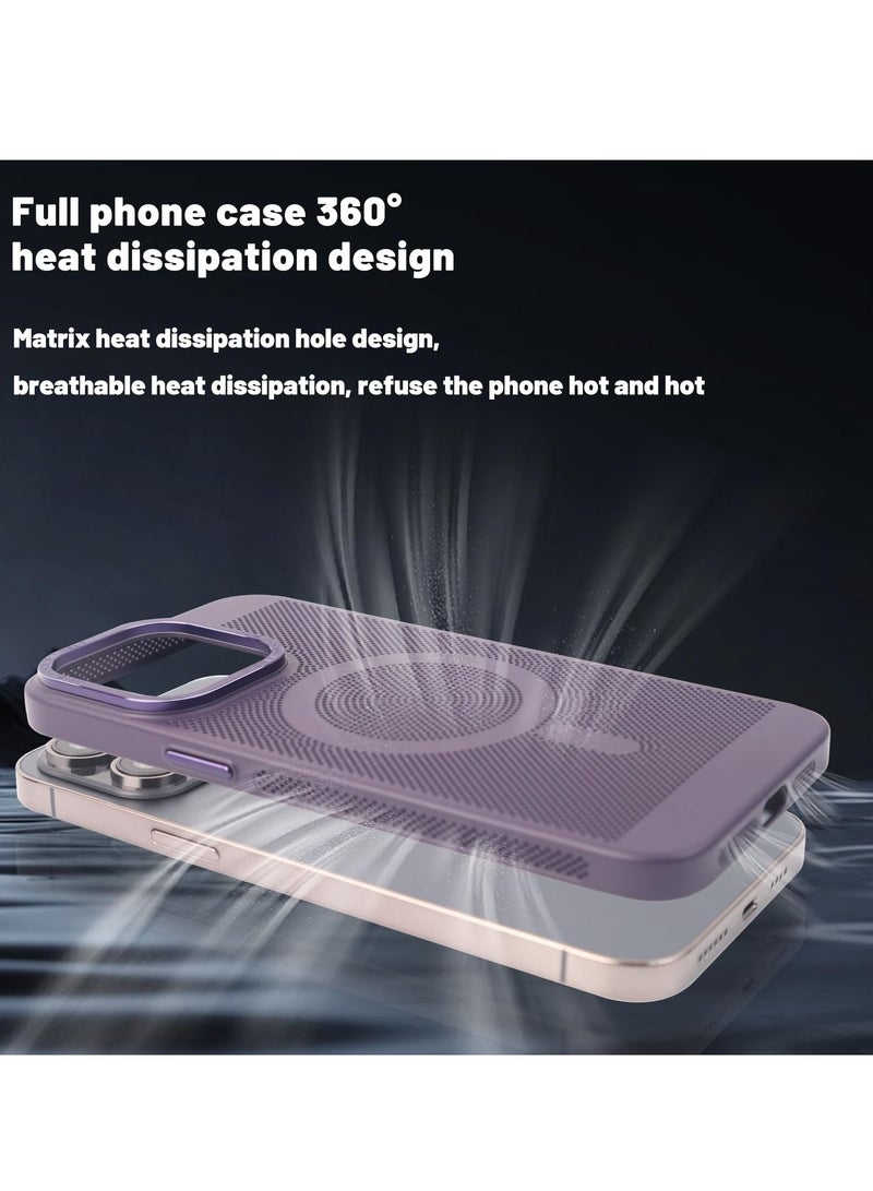 Excefore Anti-Fingerprint/Skid Cover, Heat Dissipation Case for iPhone 14 Pro Max Case with MagSafe Mesh Breathable Cooling Magnetic Case for iPhone 14 Pro Max, Deep Purple - Image 2
