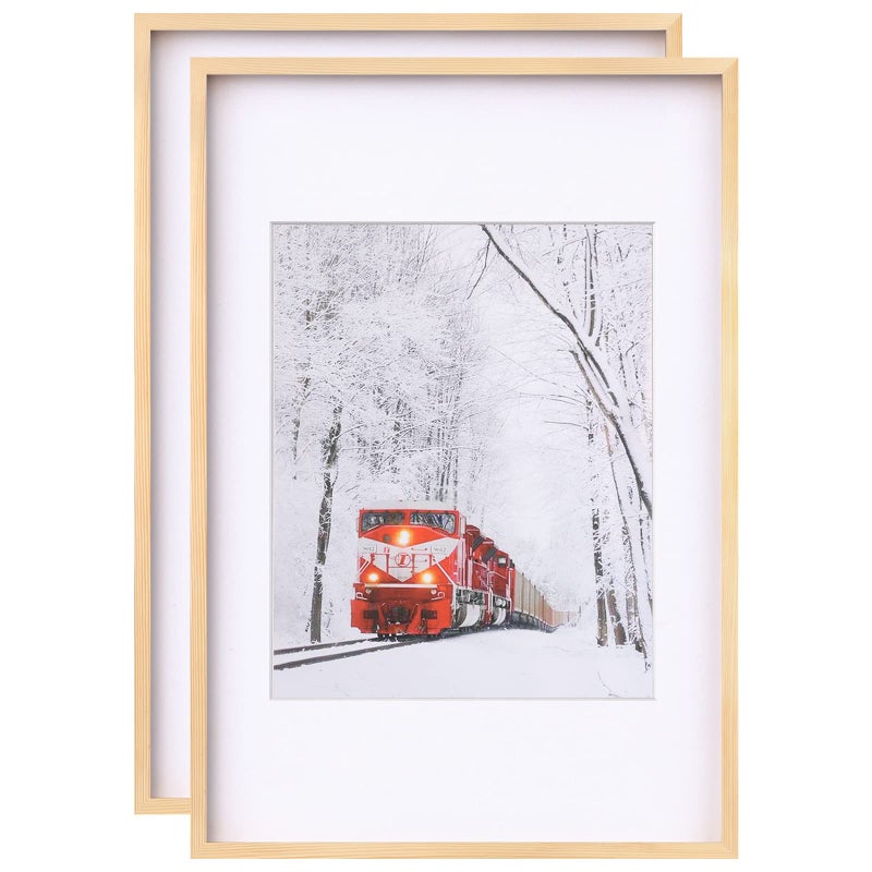 إطار ملصق إيغوفاين 24x36 مجموعة من 2 إطار خشبي صلب مع زجاج أكريليك مخصص لصورة 18x24 للتعليق على الحائط عموديًا أو أفقيًا خشب طبيعي
