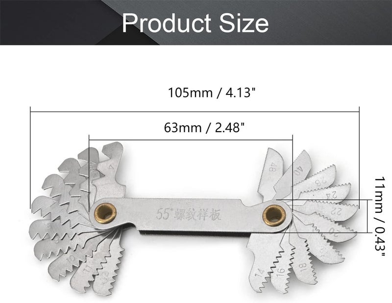 Utoolmart Screw Thread Pitch Cutting Gauge Tool Imperial 55 Degree 4-48 Stainless Steel 1pcs - Image 2