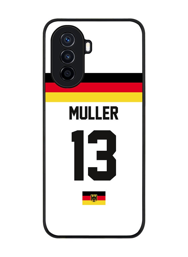 Stylizedd Rugged Black Edge case for Huawei nova Y71, Slim fit Soft Flexible Rubber Edges Anti Drop Cover - Football Team - Germany, Player Name - Muller - Image 1