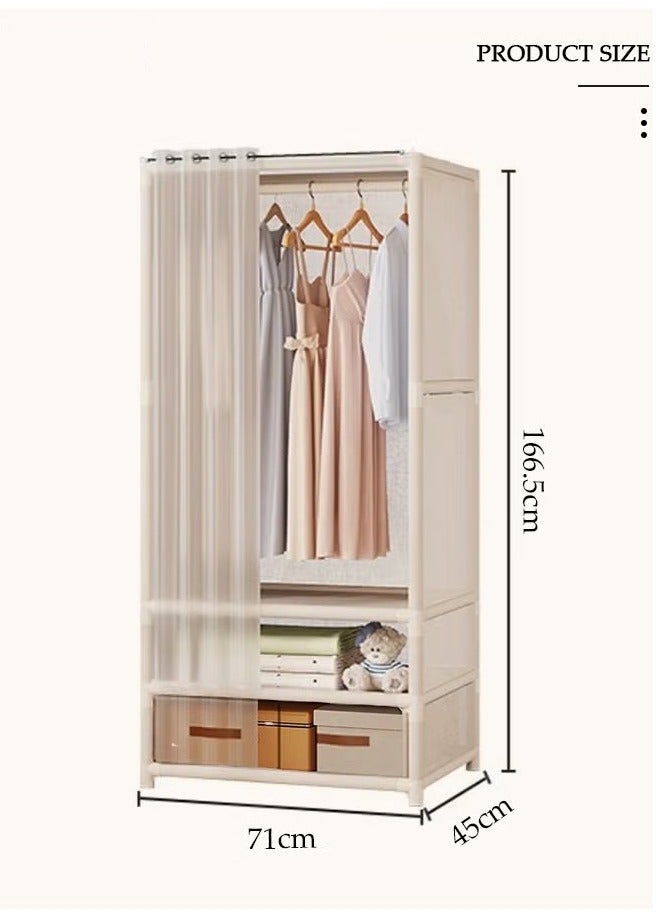 Beauenty Portable Fabric Wardrobe Clothes Storage Closet with 3 Storage Shelves and Curtain, Foldable Non-Woven Fabric, Quick and Easy Assembly Closet Organizer for Bedroom Home - Image 5