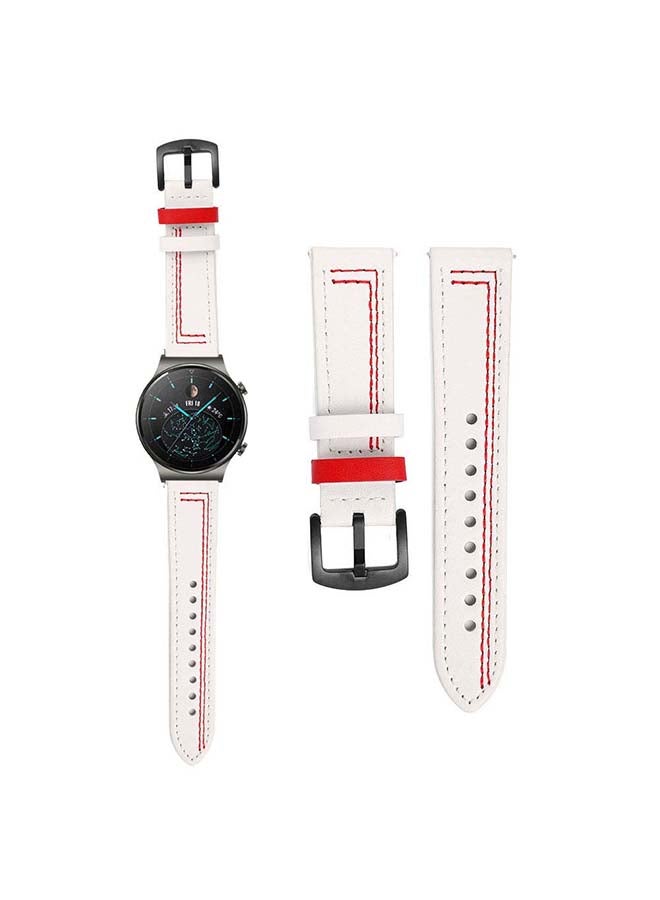 Perfii Genuine Leather Replacement Band For Huawei Watch GT2 Pro 22mm White - Image 1