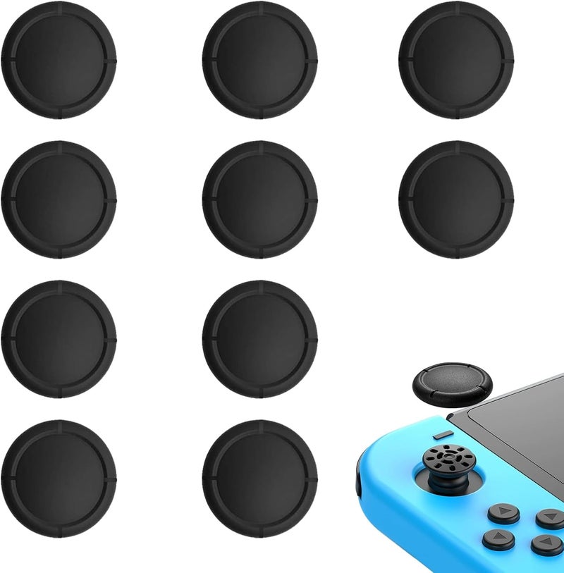 أغطية عصا التحكم البديلة لـ Nintendo Switch/Oled/Lite، غطاء عصا التحكم التناظرية من السيليكون، قبضة الإبهام لـ Nintendo Switch Joycon، غطاء عصا التحكم التناظرية (10 قطع أسود) - Image 1