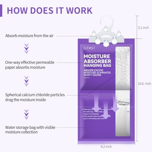 CLEVAST Moisture Absorbers Packets 10 Pack, Dehumidifier Bags for Closet, Scented Hanging Humidity Absorber in Wardrobes, Bedrooms, Bathrooms (Lavender) - Image 2