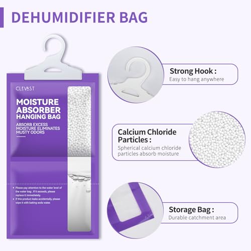 CLEVAST Moisture Absorbers Packets 10 Pack, Dehumidifier Bags for Closet, Scented Hanging Humidity Absorber in Wardrobes, Bedrooms, Bathrooms (Lavender) - Image 4