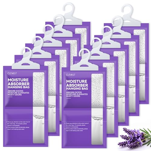 CLEVAST Moisture Absorbers Packets 10 Pack, Dehumidifier Bags for Closet, Scented Hanging Humidity Absorber in Wardrobes, Bedrooms, Bathrooms (Lavender) - Image 1