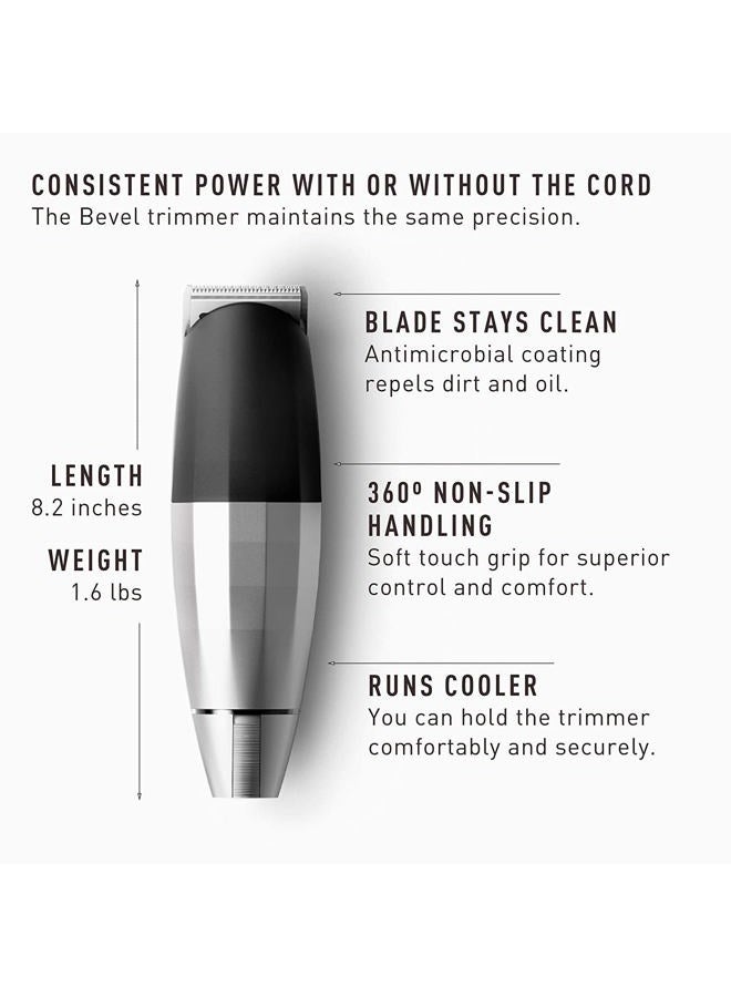 Bevel Beard Trimmer for Men - Cordless Trimmer, 6 Hour Rechargeable Battery Life, Tool Free Adjustable Zero Gapped Blade, Barber Supplies, Mustache Trimmer, Silver - Image 4