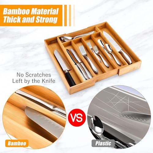 Bellsal Kitchen Silverware Drawer Organizer and Storage Flatware Cutlery Utensil Holder Spice Rack Containers Bathroom Counter Cabinet Office Desk Makeup Drawer Tray Kitchen and Dining Tools Decor Accessories - Image 5