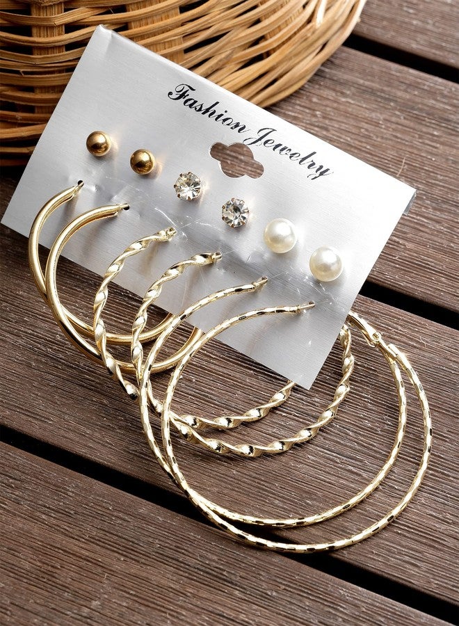 KARATCART Set of 6 Gold Plated Fashion Earrings for Women - Image 2