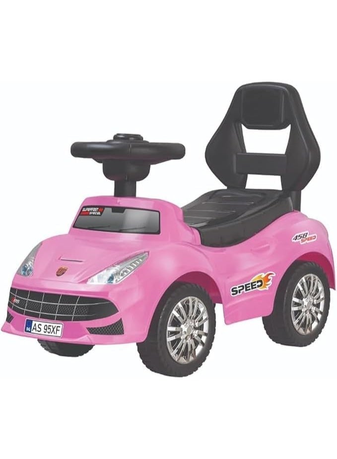 TIC TOYS Kids Ride-On Push Car, Pink Sport Design with Stable Wheels - Image 1