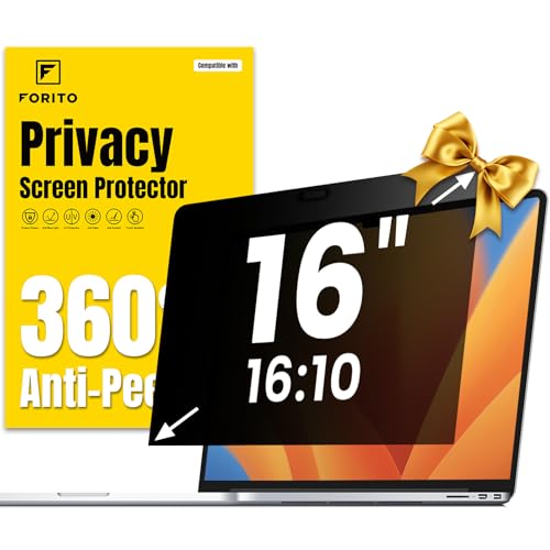 FFORITO F FORITO 16 Inch 16:10 360° Laptop Privacy Screen Protector, Anti Peeping and Anti Glare Laptop Privacy Shield, Reduce Eye Strain & Eye Protection - Image 1