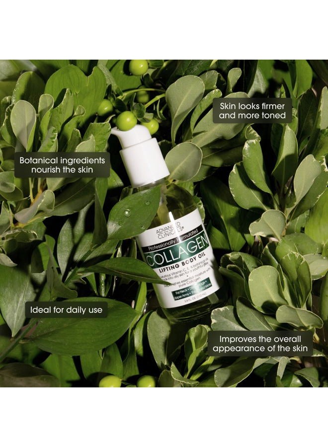 Advanced Clinicals Firming Collagen Body Oil Skin Care Moisturizer | Massage Body Oil | Tighten, Firm, & Hydrate Collagen Oil For Scars, Wrinkles, Crepey Skin, & Stretch Marks, 3.8 Fl Oz - Image 3