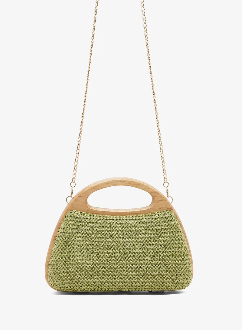 Ginger raffia top handle strap crossbody