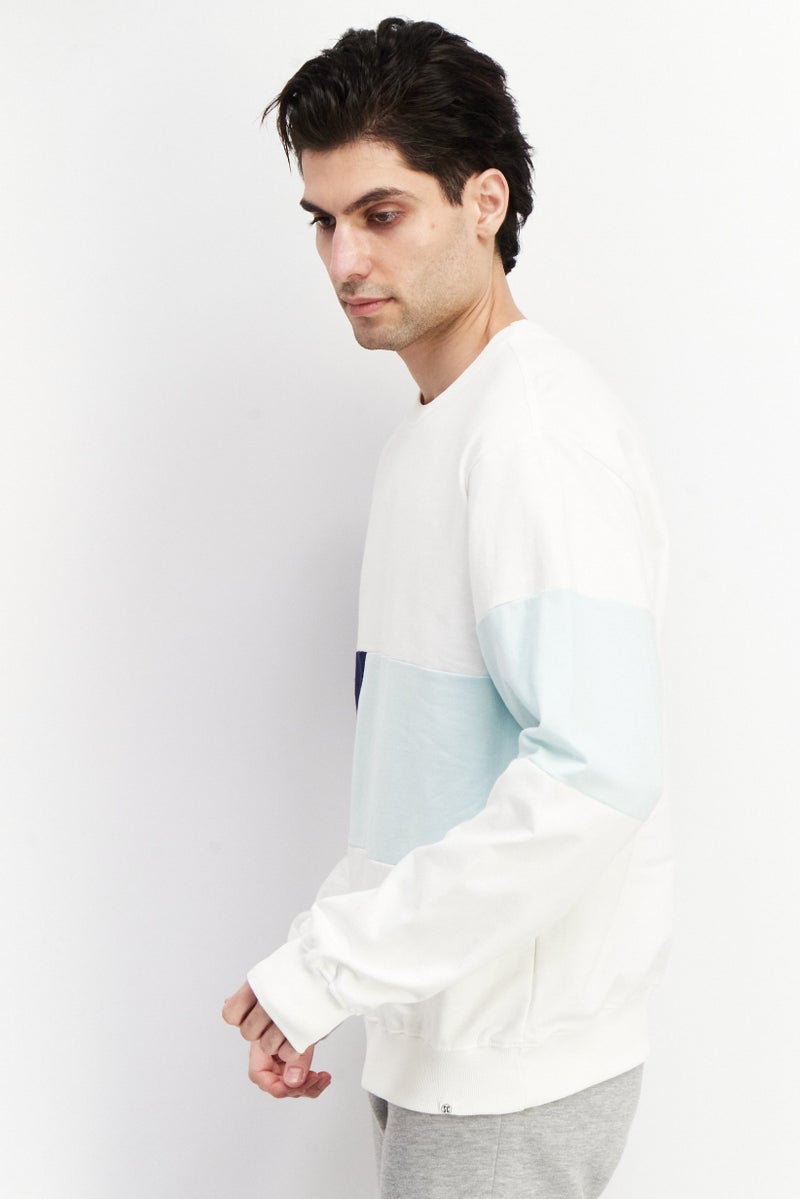 Sovereign Code سويت شيرت رجالي بأكمام طويلة وياقة دائرية، مزيج أبيض - Image 3