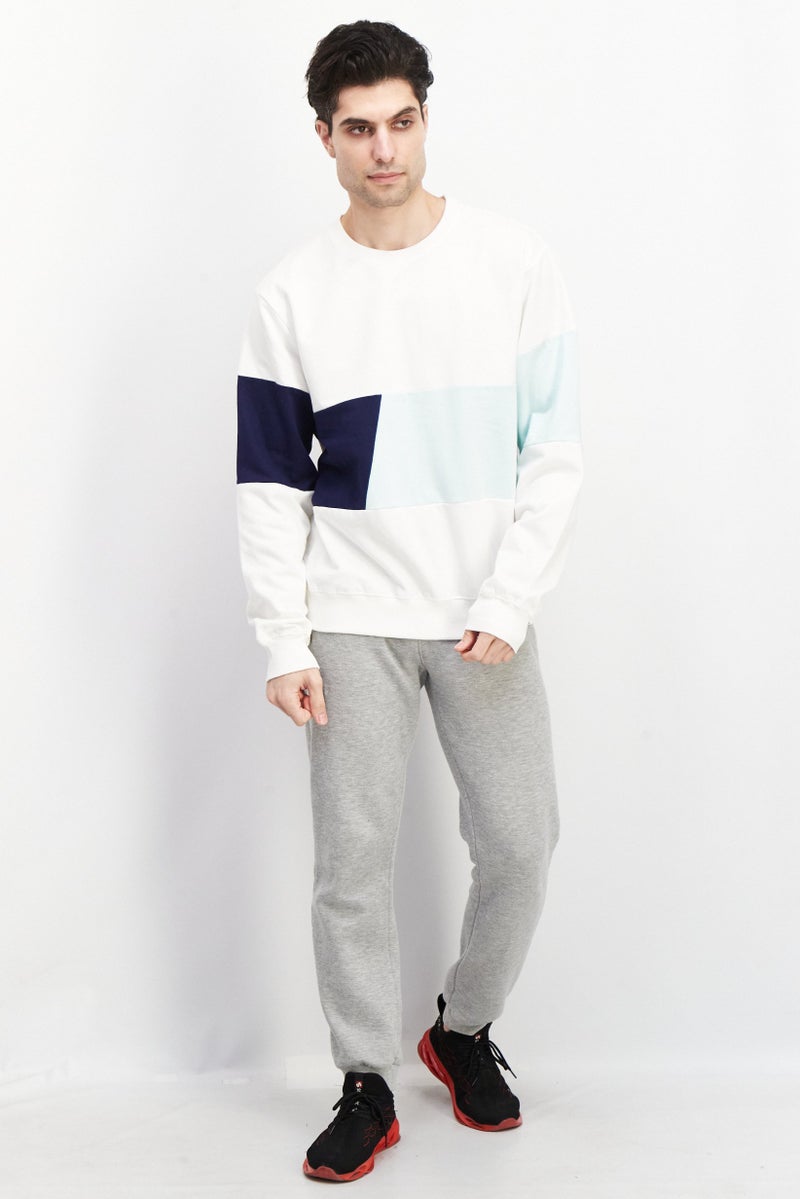 Sovereign Code سويت شيرت رجالي بأكمام طويلة وياقة دائرية، مزيج أبيض - Image 4