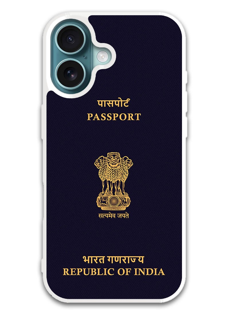 Theodor Protective Case Cover For APPLE IPHONE 16 Plus India Passport (White Bumper) - Image 1