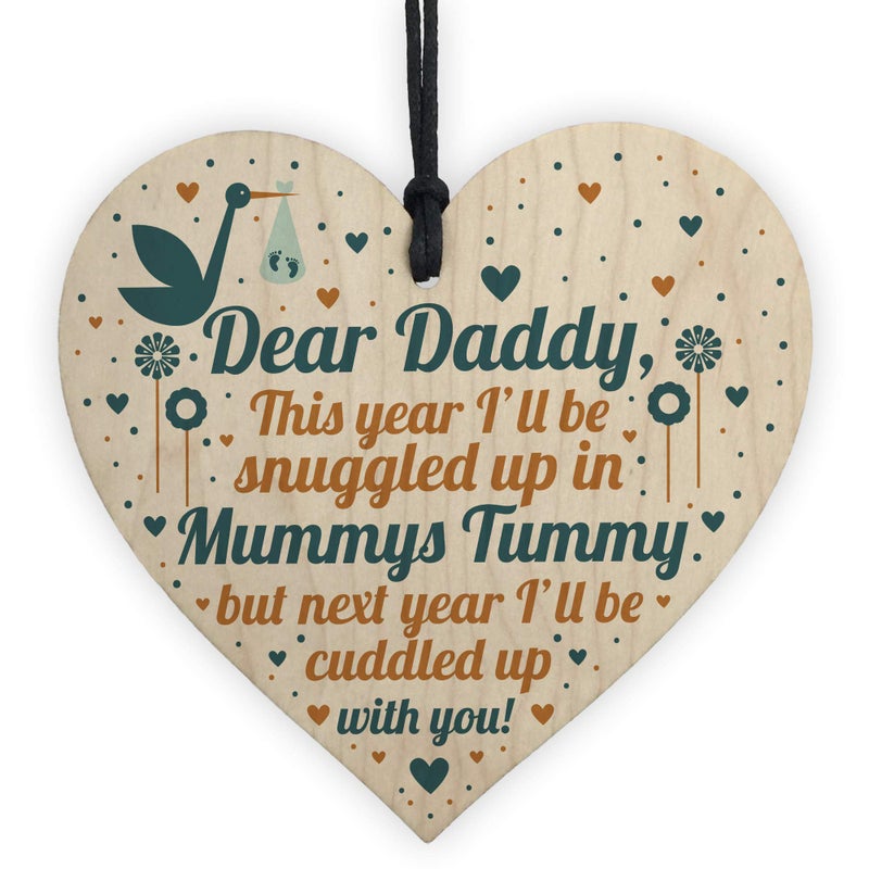 RED OCEAN Daddy To Be Gifts From Bump Baby Shower Dad To Be Birthday Gift Friend Wooden Heart