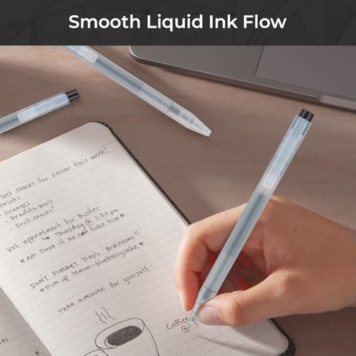 NUOVI Insight Retractable Rollerball Pens | 0.5mm Micro Tip with Glass Body Design | Quick-Drying, Smudge-Free Ink for Smooth Ink flow | Ideal for Office, School & Journaling (Black Ink, Pack of 6) - Image 5