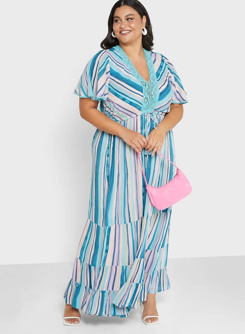 Avenue Striped Crochet Maxi Dress