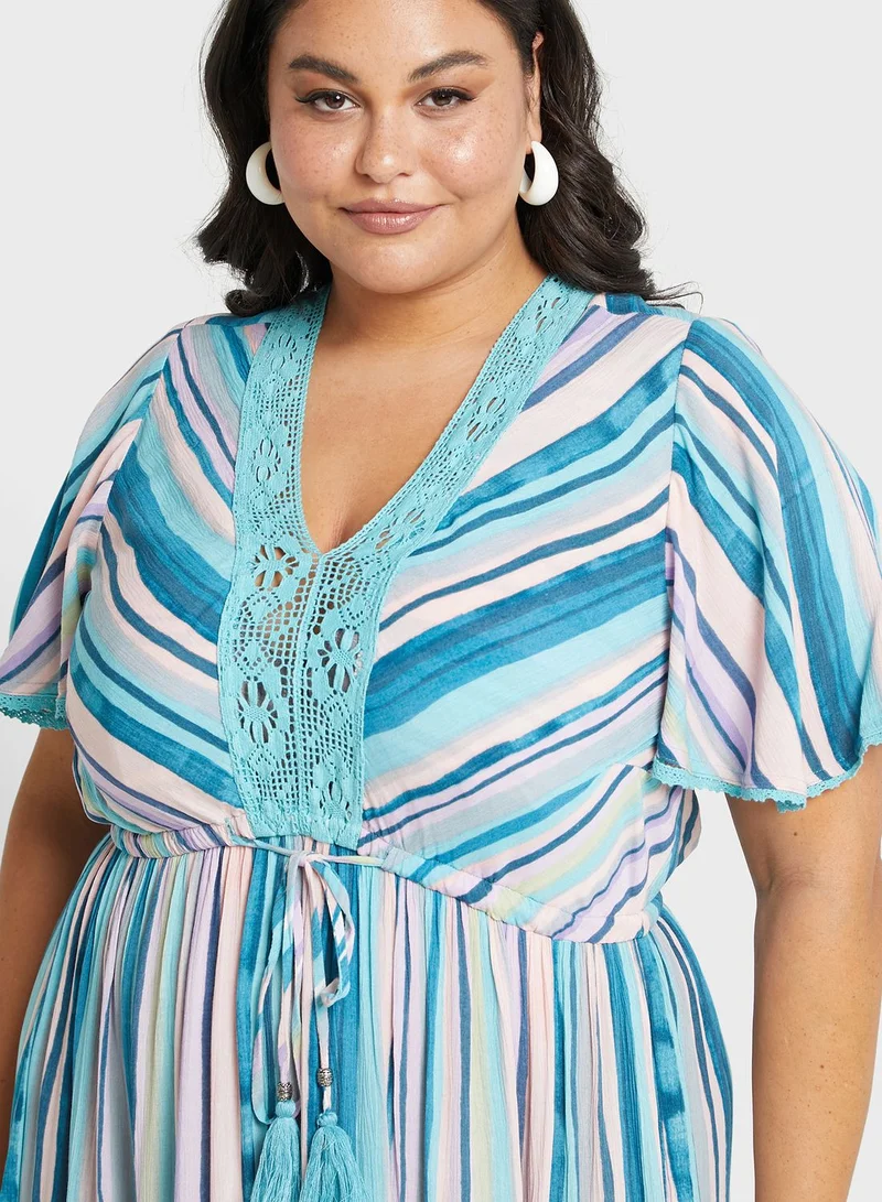 Avenue Striped Crochet Maxi Dress