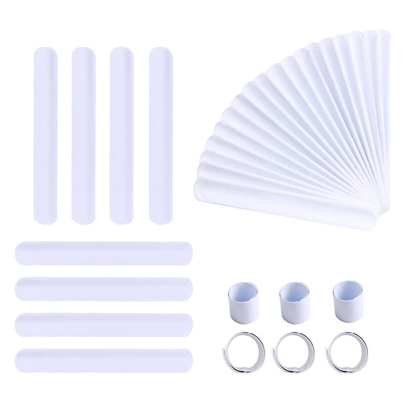 Umikk 110 Pack White Slap Bracelets Bulk, 8.7 x 1.2 Inch DIY Slap Bracelet for Kids, Blank Slap Bands for School Craft Projects, Birthday, Halloween, Christmas, DIY Painting, Vinyl Wrapping - Image 1