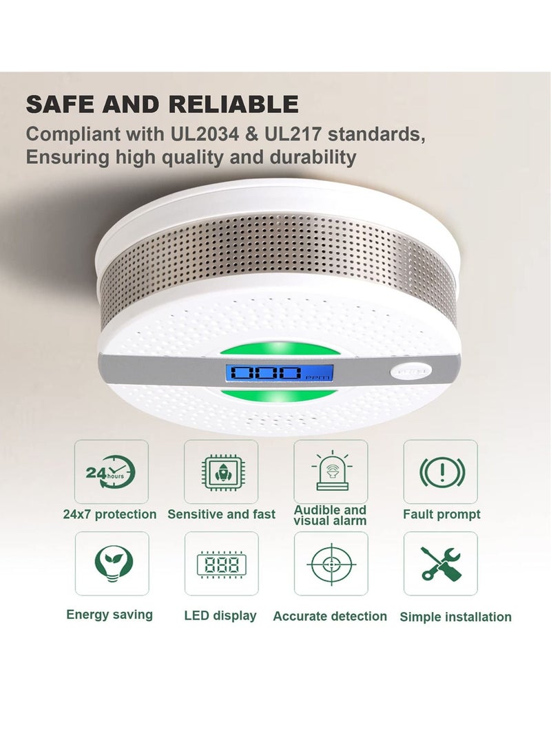 Captaintech Carbon Monoxide Detector, CO Alarm with LCD Screen Battery Powered Dual Sensor Combination, Led Indicator, Loud Sound Alert - Image 4
