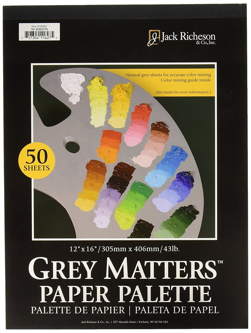 Jack Richeson Grey Matters Paper Palette, 12 by 16-Inch, 50 Sheets - JACK-100281 - Image 1