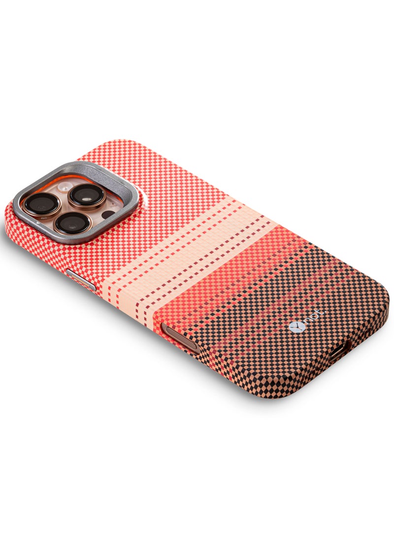 YNOT MagSafe Carbon Fiber Kevlar Protective Case with Camera Holder for iPhone 16 Pro - Red, and Brown - Image 5