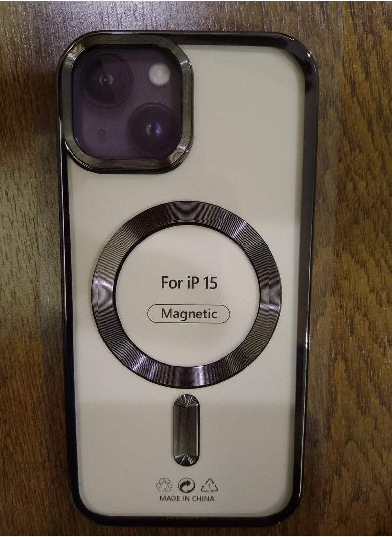 Undefined Transparent Black IPhone 15 Back Cover With Wireless Charger 