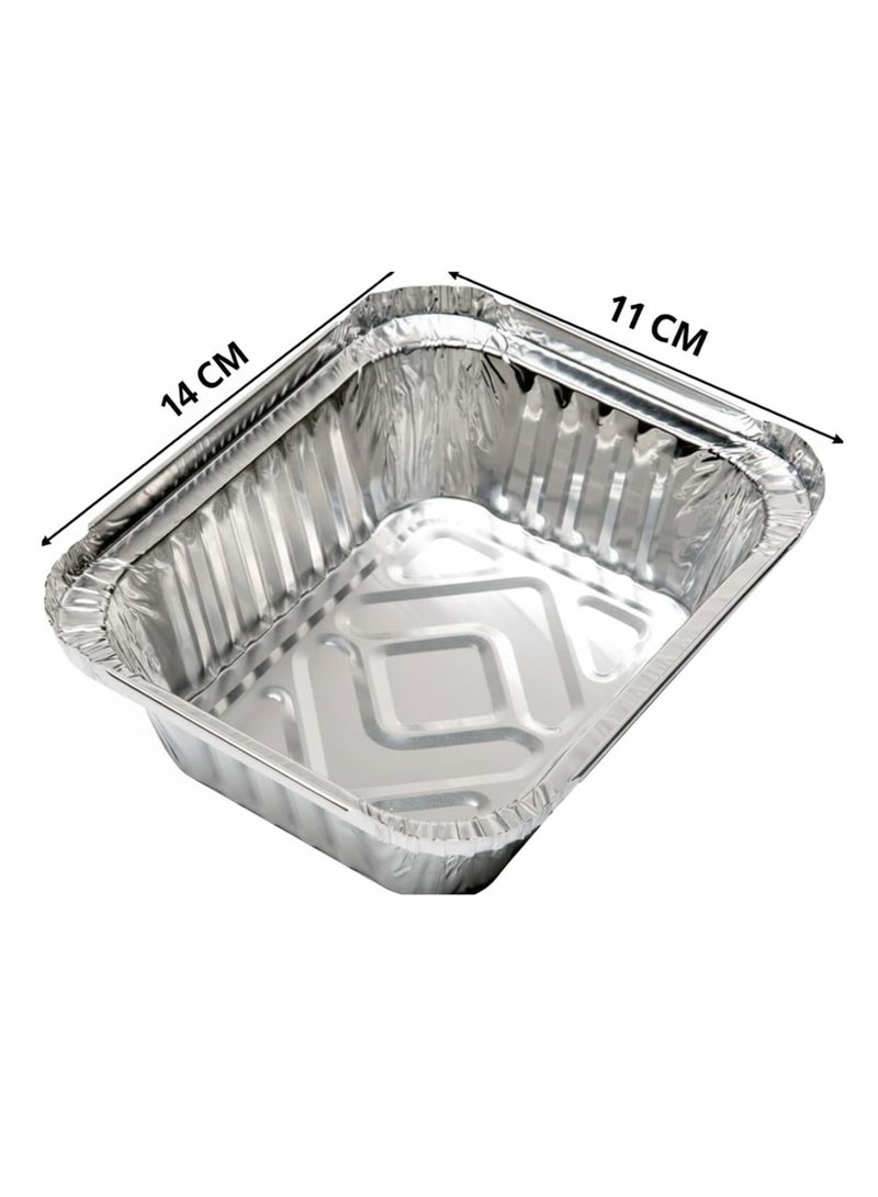 50-Pack Heavy Duty Disposable Aluminum Oblong Foil Pans with Lid Covers - Image 2