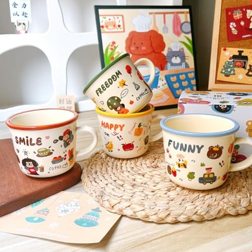 Spooky Bear Ceramic Mug – 375ml Cartoon Coffee & Tea Cup with Handle – Colorful Breakfast Cup for Kids, Women, Men – Fun Gift for Birthday, Christmas, Valentine's Day & More (Yellow) - Image 2