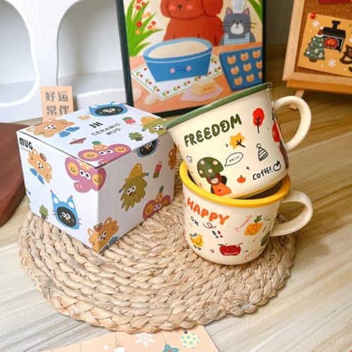 Spooky Bear Ceramic Mug – 375ml Cartoon Coffee & Tea Cup with Handle – Colorful Breakfast Cup for Kids, Women, Men – Fun Gift for Birthday, Christmas, Valentine's Day & More (Yellow) - Image 4