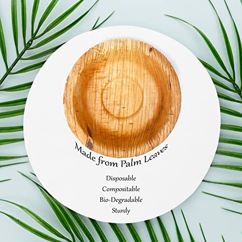 Crazy Sutra Eco-Friendly Disposable Cutlery- Combo of Round Areca Palm Leaf Bowls-4 Inch (25pc) & Wooden Spoon (25pc) for Parties, Birthdays,Bbqs,Picnics and Events - Image 4