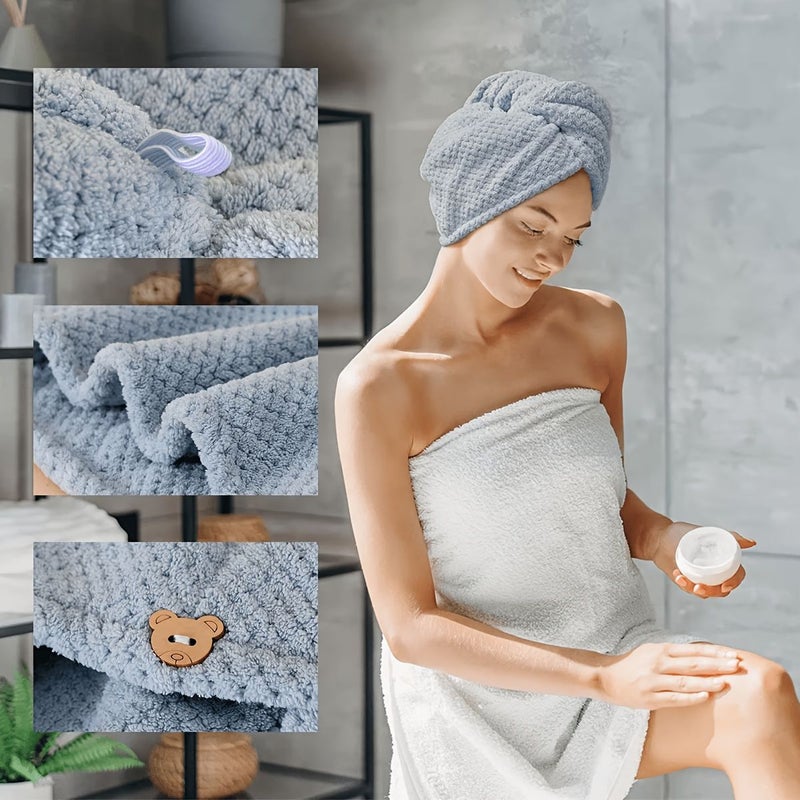 Pink Quick Dry Hair Towel Cap for Shower Wrapping Suitable All Hair Types - Image 4