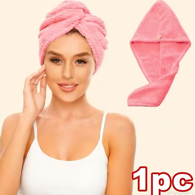 Pink Quick Dry Hair Towel Cap for Shower Wrapping Suitable All Hair Types - Image 5