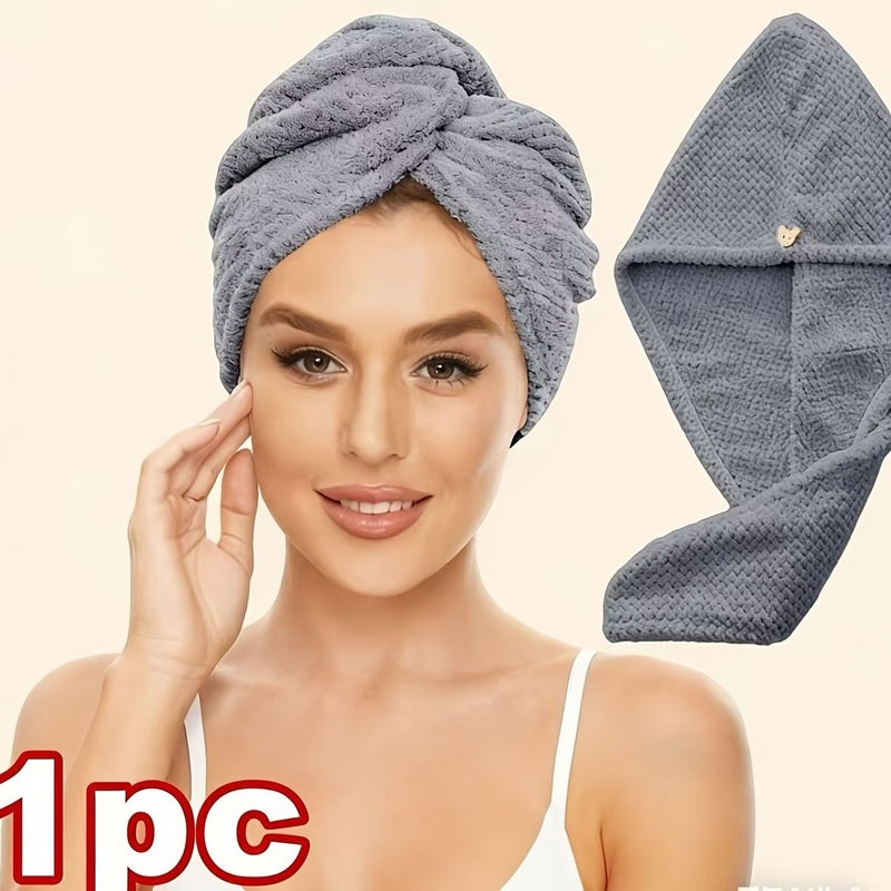Pink Quick Dry Hair Towel Cap for Shower Wrapping Suitable All Hair Types - Image 1