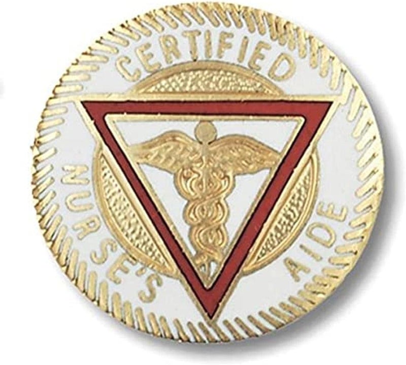 Prestige Medical Certified Nurse's Aide Emblem Pin - Gold Plated Cloisonne Jewelry
