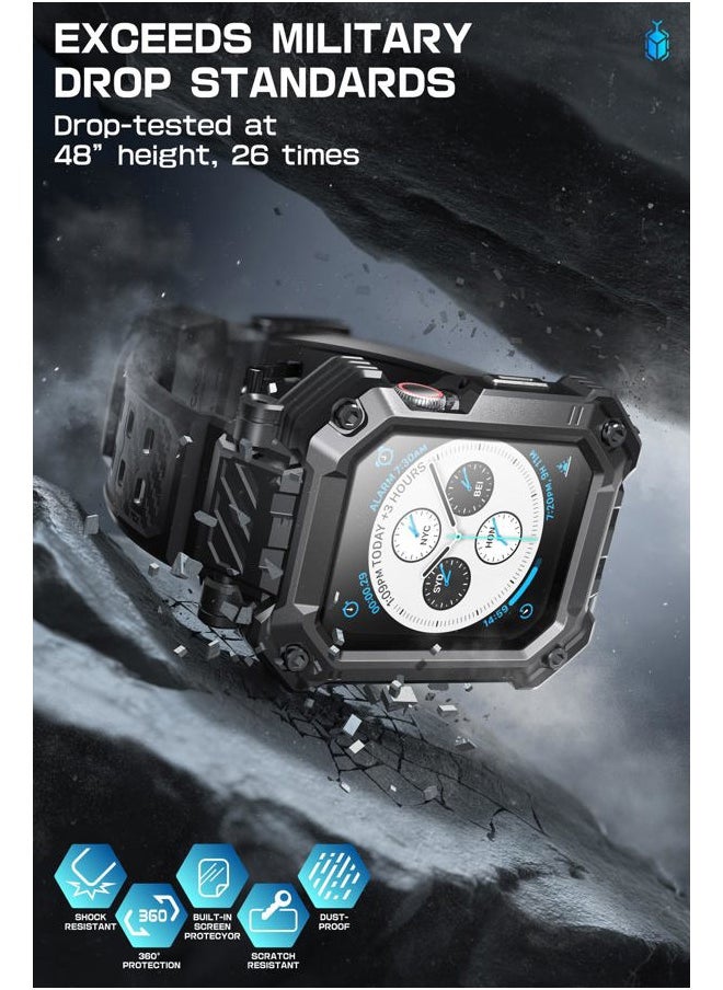 SupCase - for Apple Watch Series 9 45mm Band with Case (Unicorn Beetle Pro), [Built-in Tempered Glass Screen Protector] Rugged Protective Men Cover with Adjustable Strap Band for iWatch 9/8/7, Black - Image 1