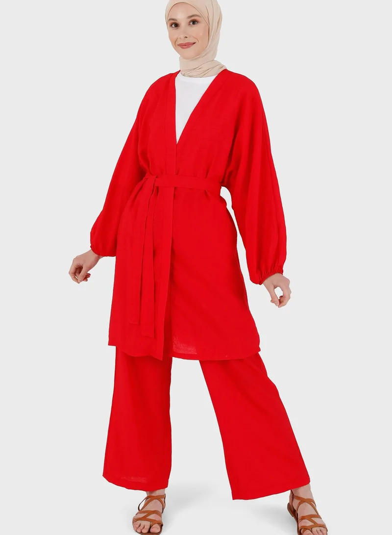 Benin by modanisa Belt Detail Tunic & Pants Set