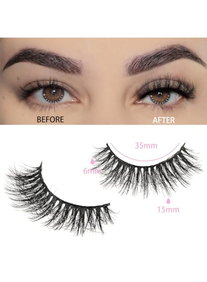 FARRED Lashes Natural Look Short Cat Eye Natural Lashes Fluffy Wispy False Eyelashes 14 Pairs Faux Mink Strip Eye Lashes Pack for Daily Makeup F7 615mm - Image 3