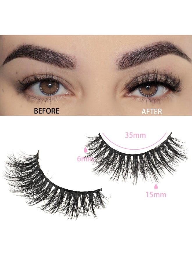 FARRED Lashes Natural Look Short Cat Eye Natural Lashes Fluffy Wispy False Eyelashes 14 Pairs Faux Mink Strip Eye Lashes Pack for Daily Makeup F7 615mm - Image 4