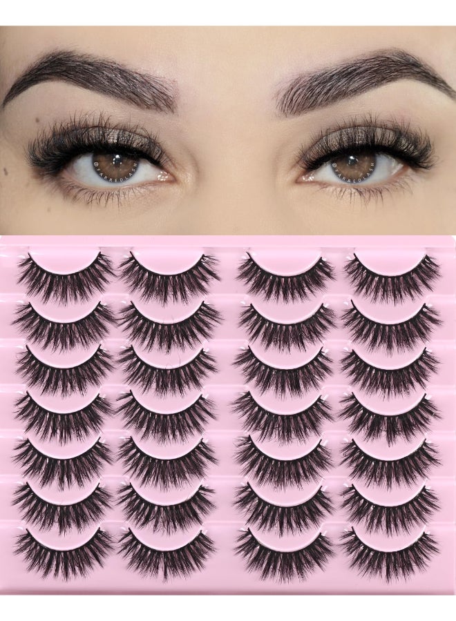 FARRED Lashes Natural Look Short Cat Eye Natural Lashes Fluffy Wispy False Eyelashes 14 Pairs Faux Mink Strip Eye Lashes Pack for Daily Makeup F7 615mm - Image 2