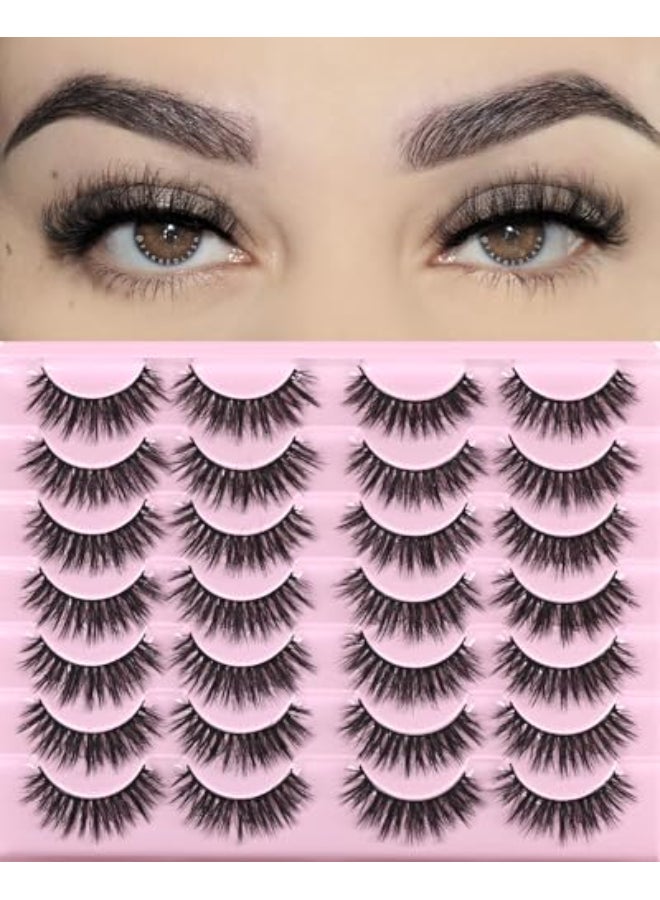 FARRED Lashes Natural Look Short Cat Eye Natural Lashes Fluffy Wispy False Eyelashes 14 Pairs Faux Mink Strip Eye Lashes Pack for Daily Makeup F7 615mm - Image 1