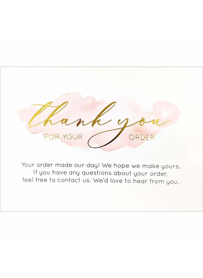 Gooji 100 Pack 4 x 6 Gold Foil Pink Watercolor Thank You for Your Order Cards for Small Business orders - Image 1